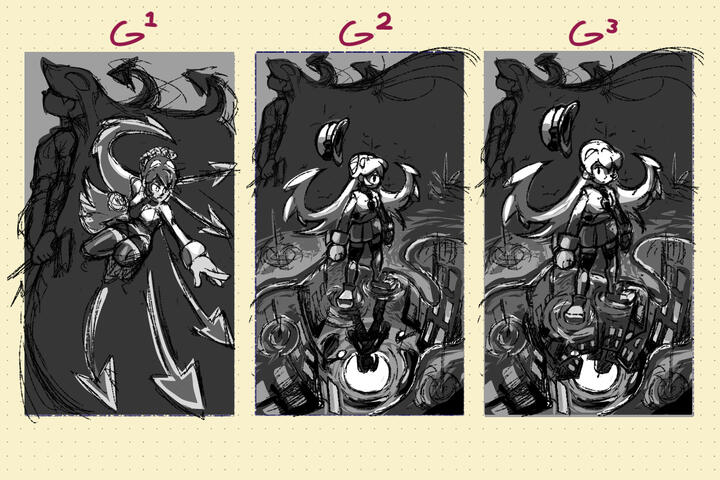 Thumbnail iterations G1, G2, and G3